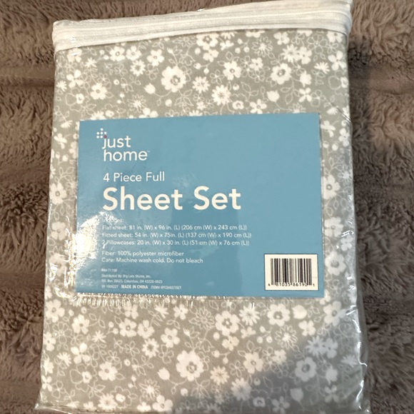 Just Home 4 Piece Sheet Set, Full, NEW - Picture 2 of 2